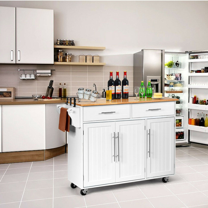 Latitude Run® Stoehrs 48'' Kitchen Island with Solid Wood Top and ...